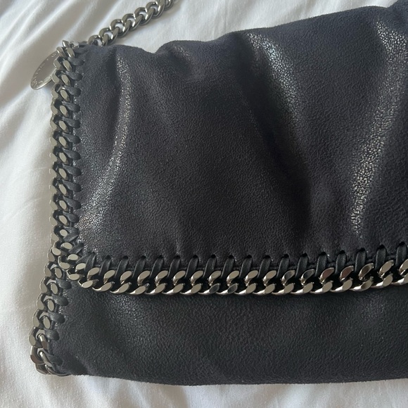 Stella McCartney Blue Vegetarian Suede Chain-Link Shoulder Bag - Picture 3 of 9